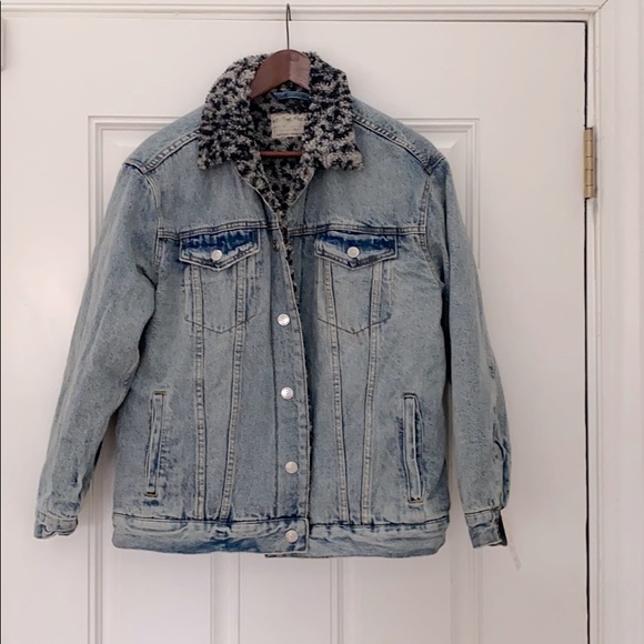 Free People Wild Ones Faux Shearling Denim Jacket - Picture 2 of 7